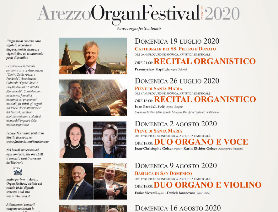 Al via Terre d’Arezzo Music Festival / Arezzo Organ Festival 2020