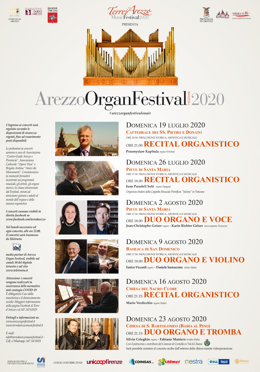 Al via Terre d Arezzo Music Festival Arezzo Organ Festival 2020